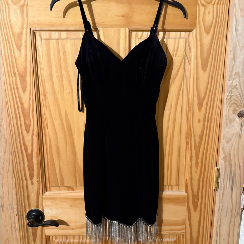 Elegant Black Mini Dress with Silver Accents